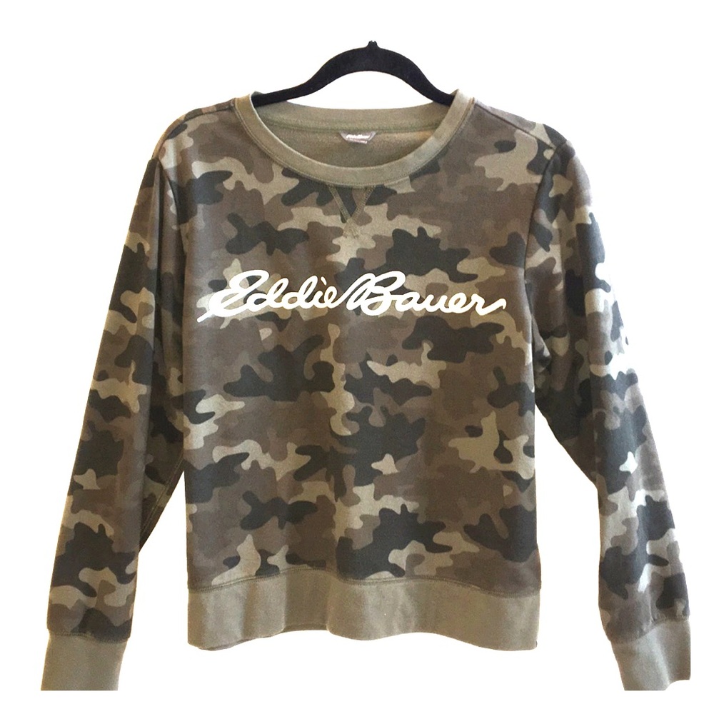 Eddie Bauer Camo Camp Fleece Logo Sweatshirt